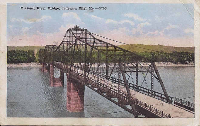 Post Card of the Missouri River Bridge at Jefferson City, MO